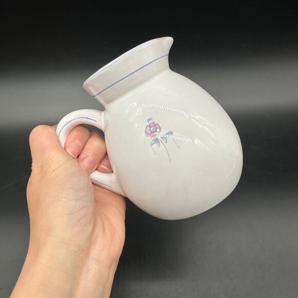 Vintage Dieulefit France PHP Art Pottery Creamer Pitcher Purple Floral Cottage - Picture 9 of 10